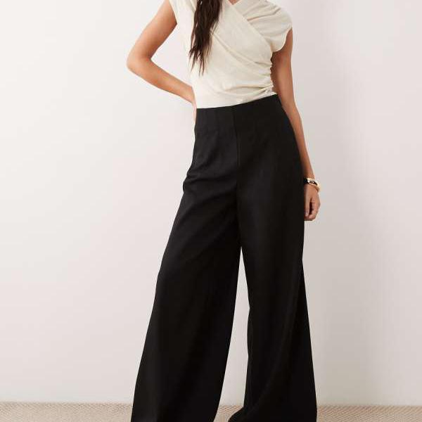 エイソス ASOS asos ASOS DESIGN　ブラックのテーラードハイウエストコルセットディテールパンツセットアップ ボトム パンツ レディース 女性 インポートブランド 小さいサイズから大きいサイズまで｜セレクトショップ　Diva　Closet