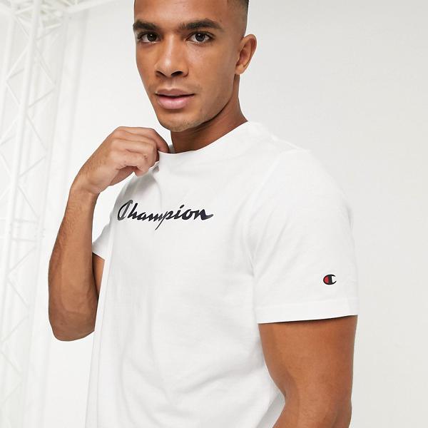 はやりっ子 Champion Champion 白いことのチャンピオンラージロゴtシャツ トップス メンズ 男の人 インポートブランド 取るに足りない大いさから恐ろしいサイズまで Musiciantuts Com