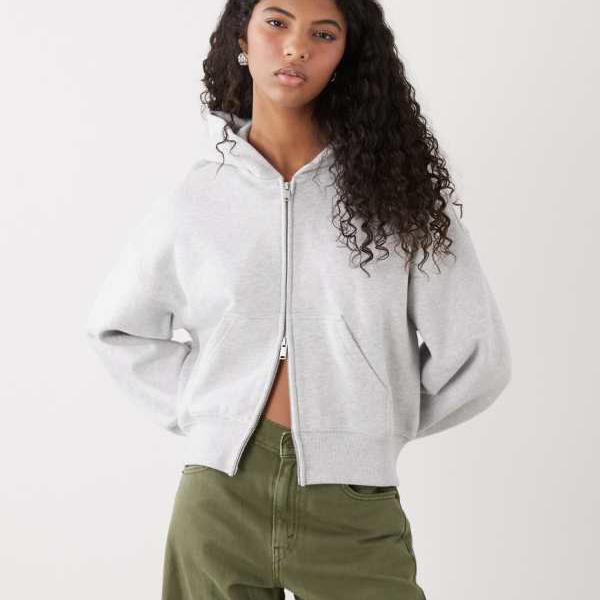 ウィークデイ Weekday グレーメランジのウィークデイ用ボックスクロップド丈ジップアップパーカー トップス レディース 女性 インポートブランド 小さいサイズから大きいサイズまで|セレクトショップ Diva Closet