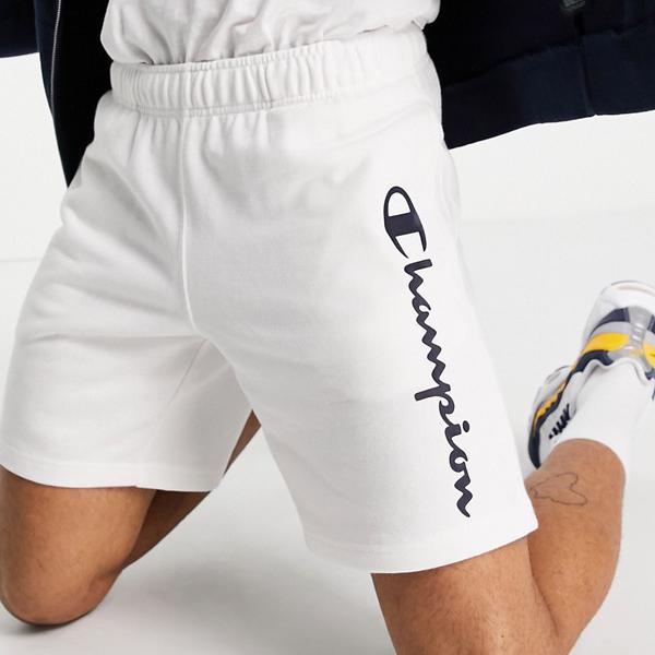 独創的 チャンピオン Champion Champion チャンピオンラージスクリプトロゴスウェットショーツ ホワイト パンツ ボトム メンズ 男性 インポートブランド 小さいサイズから大きいサイズまで 安い Peugeot Tuning Parts Co Uk