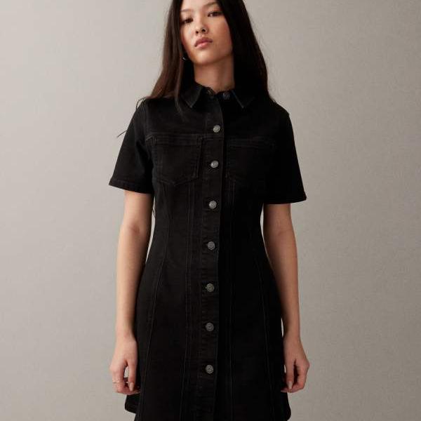 エイソス ASOS asos ASOS DESIGN デニムフィットシャツミニドレス（黒いこと） 衣装 レディース 成人女性 インポートブランド 弱められた大きさから馬鹿でかい大きさまで