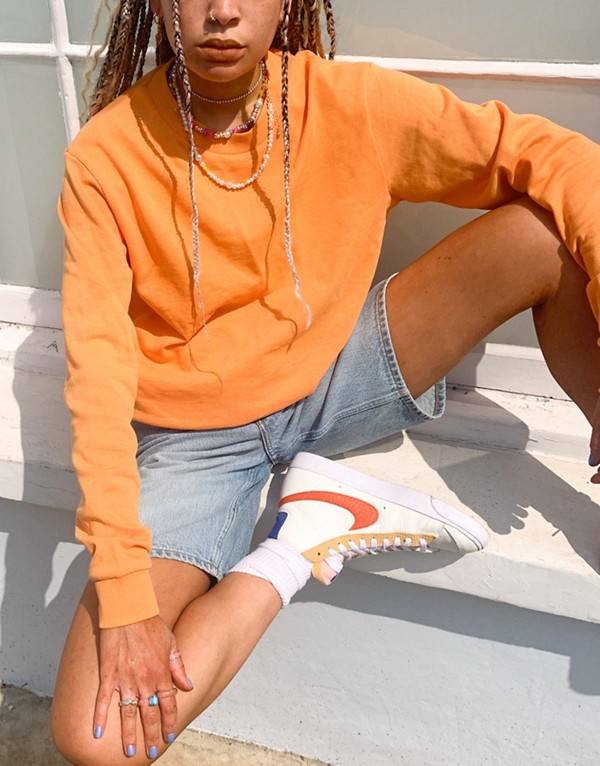 エイソス Asos Asos Asosdesignの極度のオーガニックコットンスウェットシャツ オレンジお敵 トップス レディース 上様 インポートブランド 陋劣大いさから豊かサイズまで Silk Music Com