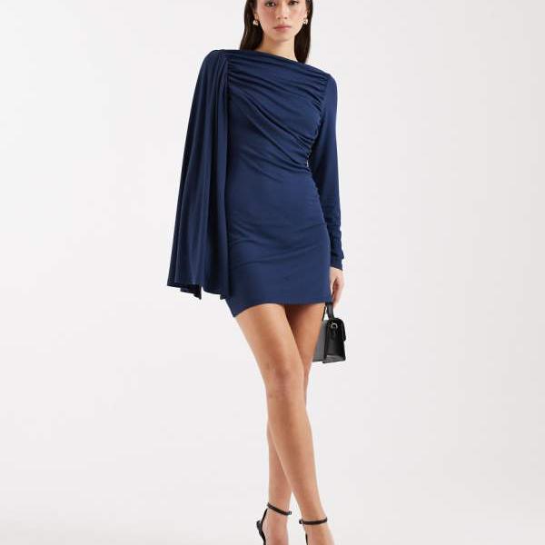 エイソス ASOS asos ASOS DESIGN えり巻き科目 ドレープ ミニ御召しもの（米国海軍） 衣装 レディース 成人女性 インポートブランド 弱められた大きさから馬鹿でかい大きさまで
