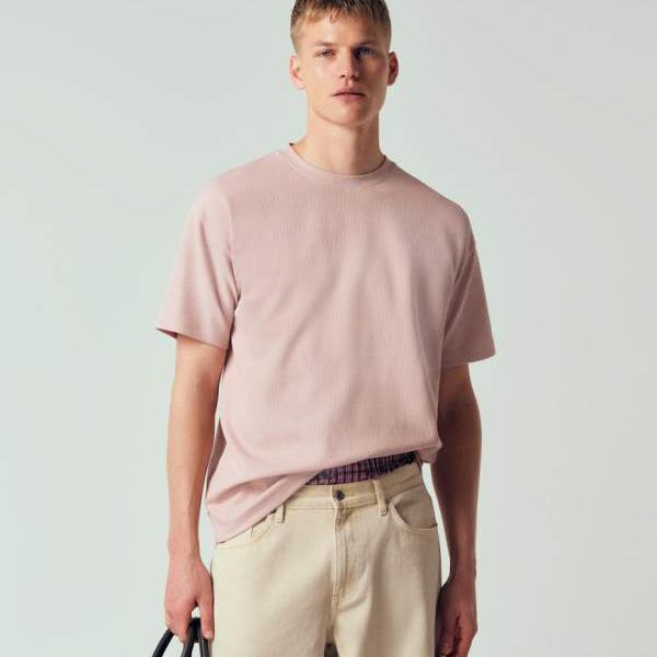 ニュールック New Look ニュー・ルックのセットアップワッフルTシャツ（ピンク） トップス メンズ 男性 インポートブランド 小さいサイズから大きいサイズまで