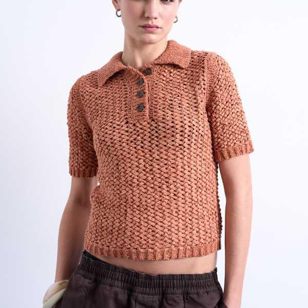 トップショップ Topshop TOPSHOP トップショップのニットテープヤーンポロ（錆色） トップス レディース 女性 インポートブランド 小さいサイズから大きいサイズまで｜セレクトショップ　Diva　Closet 16,170円