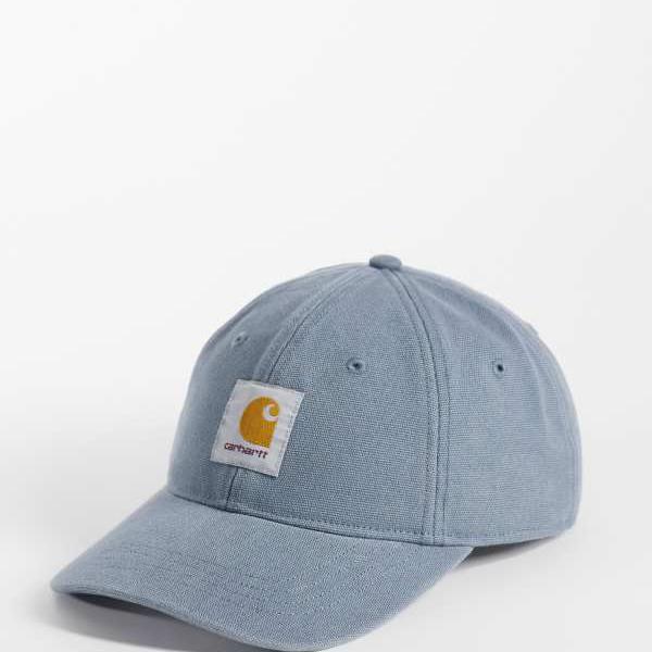 鉄道車両ハート形 Carhartt WIP Carhartt 鉄道車両ハート形WIPのウォッシュドブルーの帆布旗がしら かぶり笠 レディース 成人女性 インポートブランド