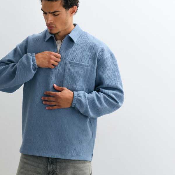 エイソス ASOS asos ASOS DESIGN オーバーサイズ クォータージップ ポロシャツ（ブルー） トップス メンズ 男性 インポートブランド 小さいサイズから大きいサイズまで｜セレクトショップ　Diva　Closet 13,193円