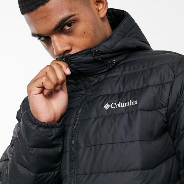 メンズファッション コート ジャケット 超美品の コロンビアパウダーライトフード付きジャケット ブラック Columbia コロンビア アウター 小さいサイズから大きいサイズまで インポートブランド 男性 メンズ Beachsidecliniccr Com