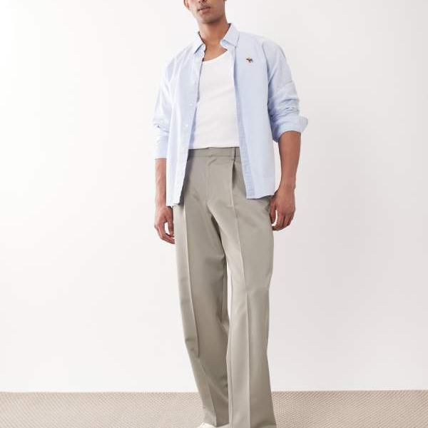 エイソス ASOS asos ASOS DESIGN スマートプリーツワイドレッグパンツ（セージグリーン） パンツ ボトム メンズ 男性 インポートブランド 小さいサイズから大きいサイズまで
