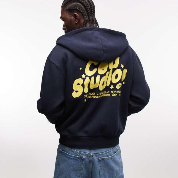 エイソス ASOS asos ASOS DESIGNの米国海軍の刷り上げる入り口・入口ボックス席型ジップスルーパーカー トップス メンズ 成人男性 インポートブランド 弱められた大いさから途轍も無い大いさまで トップス-パーカー