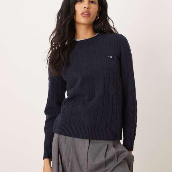 ガント Gant GANT ラムウール ケーブルニット ジャンパー（ネイビー） トップス レディース 女性 インポートブランド 小さいサイズから大きいサイズまで