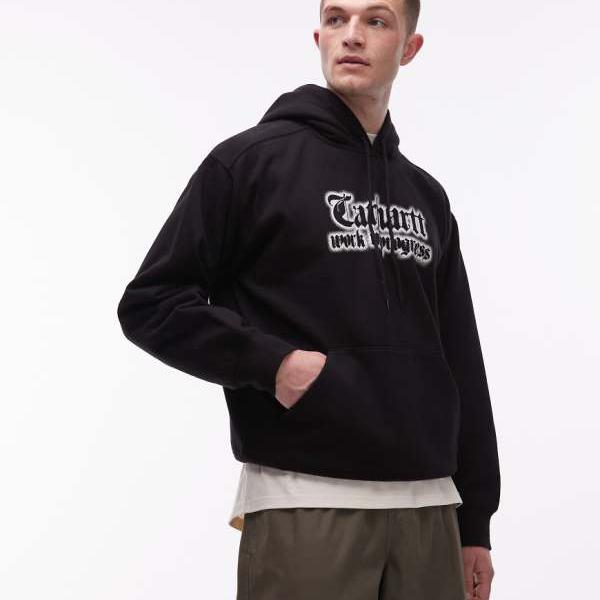 カーハート Carhartt WIP Carhartt Carhartt WIP ワールドツアー ロゴ パーカー（ブラック） トップス メンズ 男性 インポートブランド 小さいサイズから大きいサイズまで