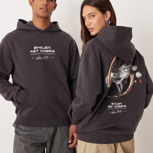エイソス ASOS asos ASOS DESIGN ユニセックス リラックス パーカー（コブラホイールプリント、ダークグレー） トップス レディース 女性 インポートブランド 小さいサイズから大きいサイズまで