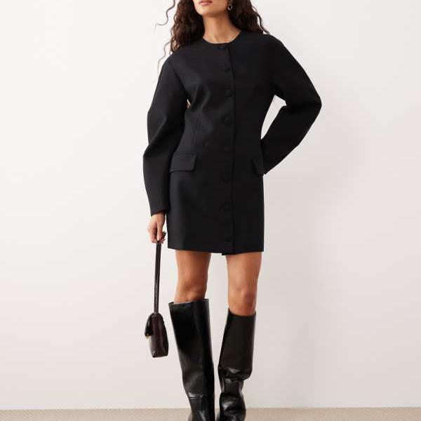 エイソス ASOS asos ASOS DESIGN カクーンスリーブ ブレザー ドレス（ブラック） アウター レディース 女性 インポートブランド 小さいサイズから大きいサイズまで