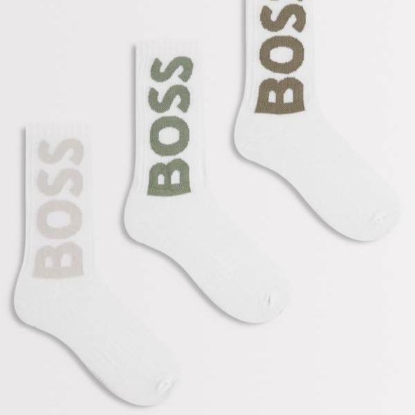 BOSS ボディウェア スポーツクルーソックス 3足組 ホワイト 靴下 メンズ 男性 インポートブランド