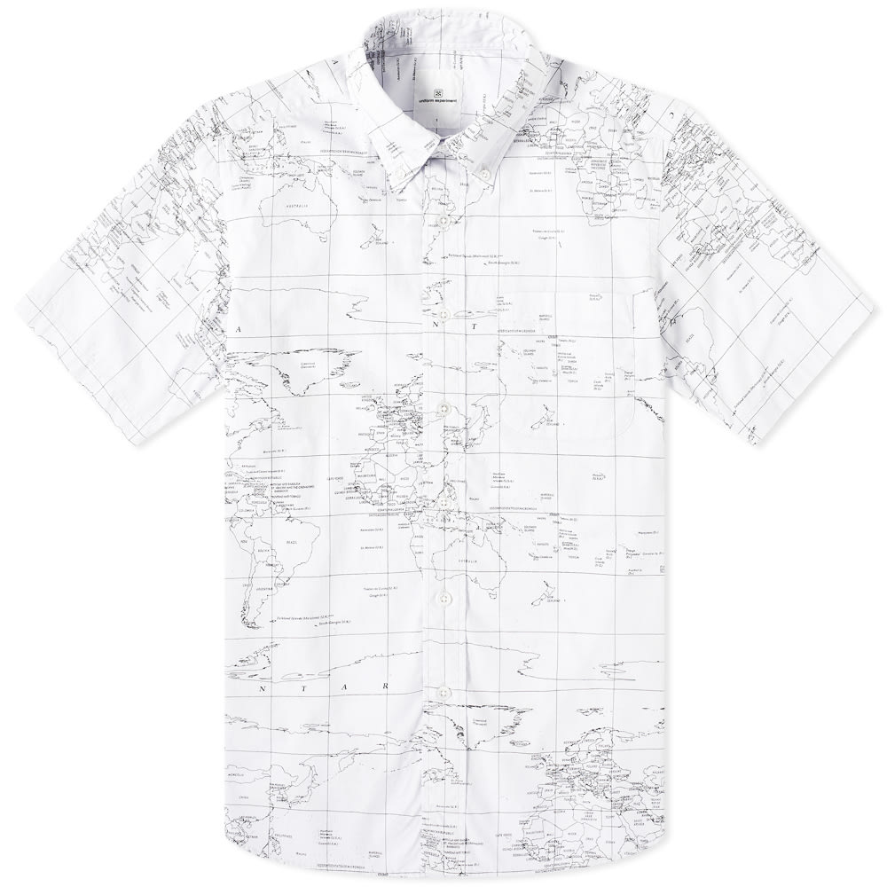 ユニフォームエクスペリメント Uniform Experiment Uniform Experiment 半袖世界地図シャツ トップス メンズ 男性 インポートブランド 小さいサイズから大きいサイズまで Psicologosancora Es
