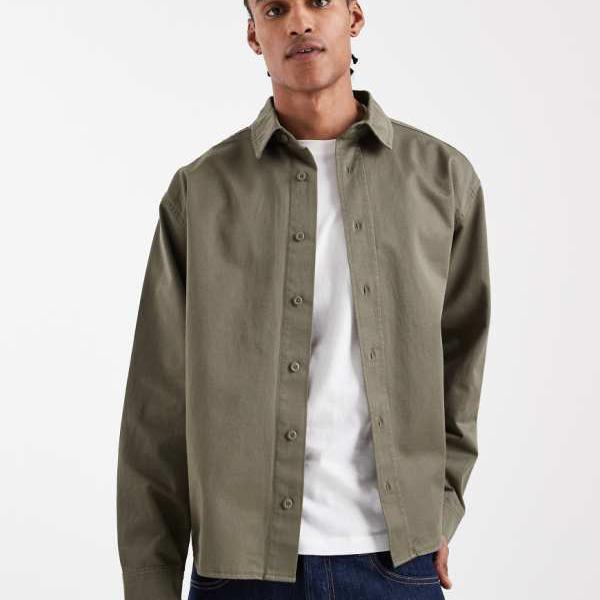 エイソス ASOS asos ASOS DESIGN コーデュロイ 長袖シャツ（カーキ） トップス メンズ 男性 インポートブランド 小さいサイズから大きいサイズまで