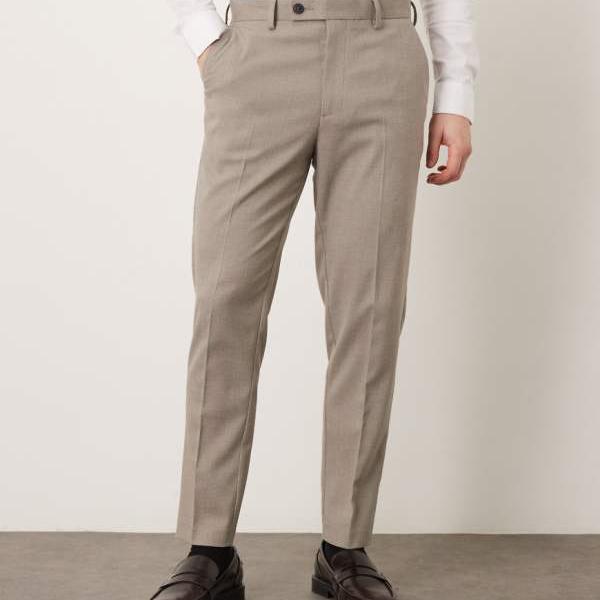 エイソス ASOS asos ASOS DESIGNのグレーの繊細な質感のスマートなテーパードパンツ パンツ ボトム メンズ 男性 インポートブランド 小さいサイズから大きいサイズまで