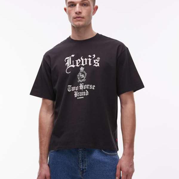リーヴァイズジーンズ  Levi\u0027s リーヴァイズジーンズのロゴグラフィックボックスプルオーバー（黒いこと） トップス メンズ 成人男性 インポートブランド たわい無い大きさから気が大きい大きさまで