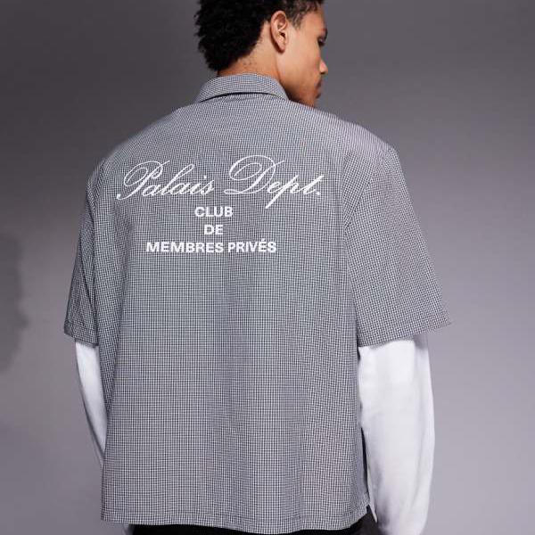 リバーアイランド River Island RIVER ISLAND リバーアイランドの二重構造チェックシャツ（ブラック） トップス メンズ 男性 インポートブランド 小さいサイズから大きいサイズまで｜セレクトショップ　Diva　Closet