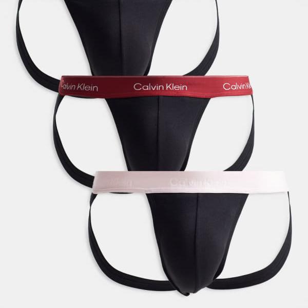 カルバンクライン Calvin Klein カルバン・クライン アイコン 綿織物 伸ばすこと 3容器に並べる ジョックストラップ 黒いこと さくら色/青碧/赤いこと 付属物 メンズ 成人男性 インポートブランド