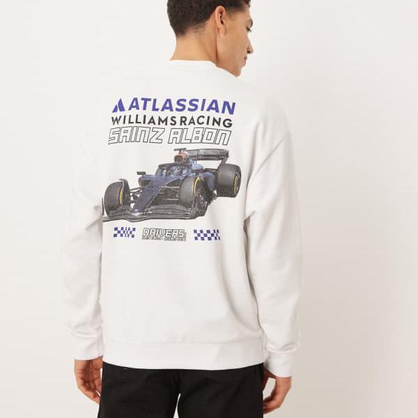 エイソス ASOS asos ASOS Designのリラックスクルー（ホワイト、ウィリアムズレーシングプリント） トップス レディース 女性 インポートブランド 小さいサイズから大きいサイズまで