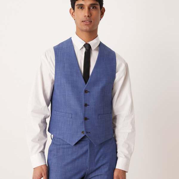エイソス ASOS asos ASOS DESIGN スキニースーツウエストコート（ブルースラブ） ベスト メンズ 男性 インポートブランド 小さいサイズから大きいサイズまで
