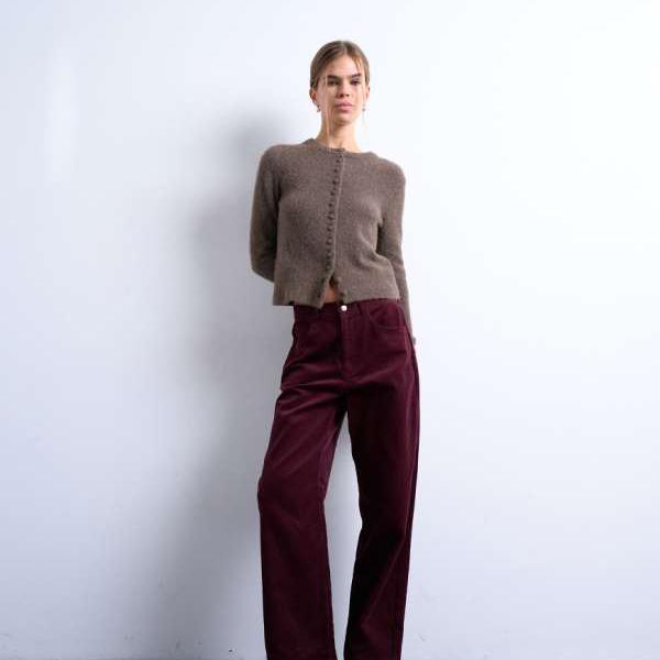 トップショップ Topshop TOPSHOP トップショップのコード付きスラウチロースラングトラウザー（バーガンディ） ボトム パンツ レディース 女性 インポートブランド 小さいサイズから大きいサイズまで 17,224円