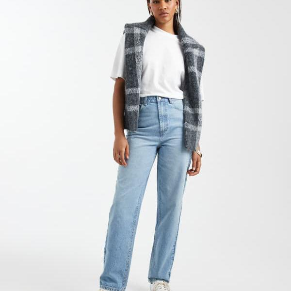 エイソス ASOS asos ASOS DESIGN トールハイライズリラックスマムジーンズ（ミッドブルー） ズボン下 下つ方 レディース お上さん インポートブランド 小っちゃい大いさから馬鹿でかい大いさまで