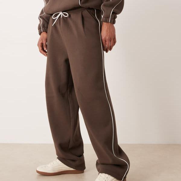 エイソス ASOS asos ASOS DESIGN コール天 スーパーバギージョガーパンツ（サイドパイピング、赤銅色） ズボン下 下つ方 メンズ 成人男性 インポートブランド 弱められた大いさから途轍も無い大いさまで ズボン・パンツ-メンズファッション