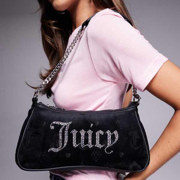 美品　JUICY COUTURE バニティバッグ　かばん　ミラー付き　ブラック 美品 JUICY COUTURE バニティバッグ かばん ミラー付き ブラック