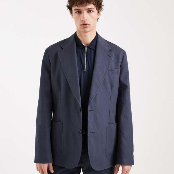 エイソス ASOS asos ASOS DESIGN スリムスーツジャケット（ネイビー、コットンリネン混紡） アウター メンズ 男性 インポートブランド 小さいサイズから大きいサイズまで 27,430円