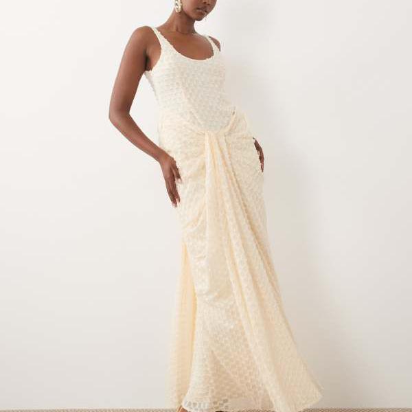 エイソス ASOS asos ASOS DESIGN プレミアム スクープネック ドレープフロント マキシドレス テクスチャードシフォン オイスター ワンピース レディース 女性 インポートブランド 小さいサイズから大きいサイズまで｜セレクトショップ　Diva　Closet 27,232円