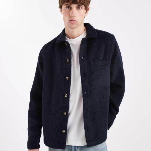 エイソス ASOS asos ASOS DESIGN 起毛ウール風オーバーシャ??ツ（ネイビー） トップス メンズ 男性 インポートブランド 小さいサイズから大きいサイズまで｜セレクトショップ　Diva　Closet 7,909円