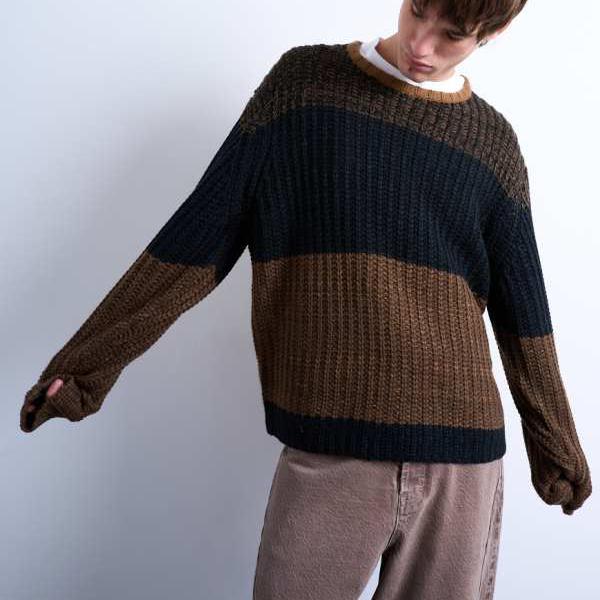 トップマン Topman TOPMAN Topman オーバーサイズフィット カラーブロック ストライプ ジャンパー（ブラウン） トップス メンズ 男性 インポートブランド 小さいサイズから大きいサイズまで