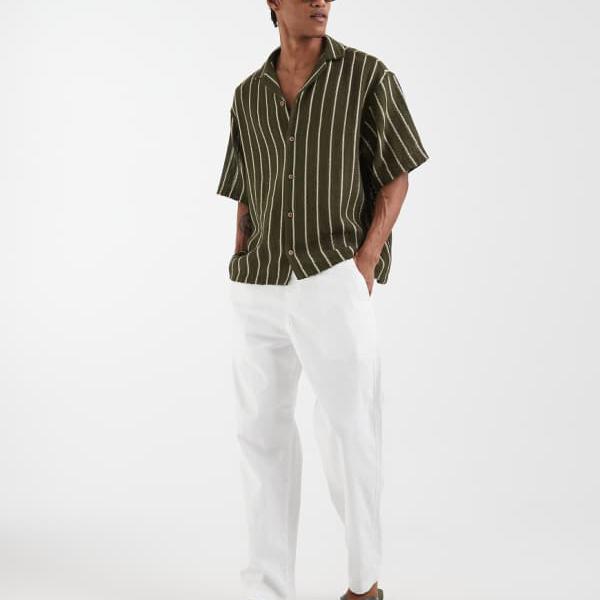 エイソス ASOS asos ASOS DESIGN オーバーサイズ リビア クロシェシャツ ダークグリーン トップス メンズ 男性 インポートブランド 小さいサイズから大きいサイズまで｜セレクトショップ　Diva　Closet
