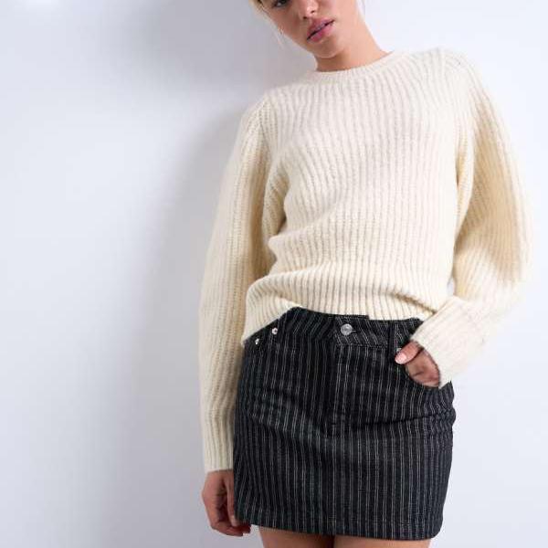 トップショップ Topshop TOPSHOP トップショップのデニムペルメットミニスカート(ブラックストライプ) スカート レディース 女性 インポートブランド 小さいサイズから大きいサイズまで