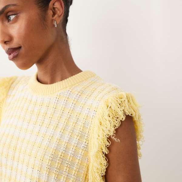 エイソス ASOS asos ASOS DESIGN ニットツイードタンクトップジャンパー（バターミルク色） トップス レディース 女性 インポートブランド 小さいサイズから大きいサイズまで｜セレクトショップ　Diva　Closet