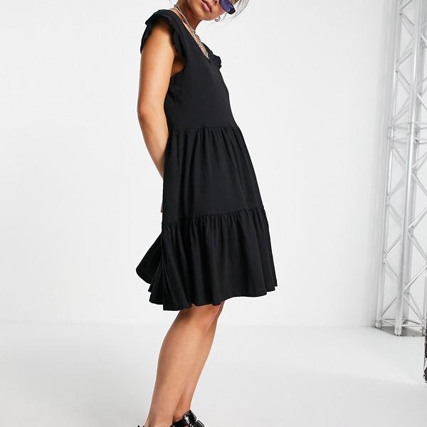 オンリー Only Only 黒のvネックと疲れたミニドレスのみ ワンピース レディース 女性 インポートブランド 小さいサイズから大きいサイズまで Butlerchimneys Com