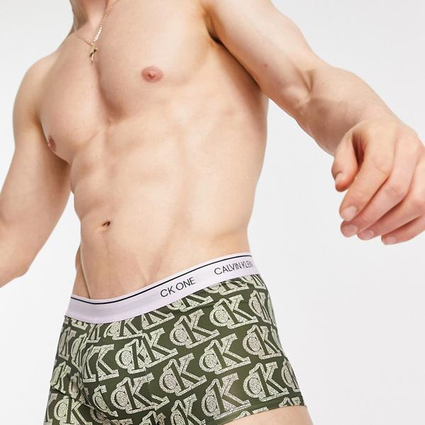 ボクサーパンツ 同梱不可 Calvin カルバンクライン Klein インポートブランド 男性 メンズ 下着 アンダーウェア Ckピンクのロゴがグリーンにプリントされた低層トランク1つ Happychildrensdaycare Net