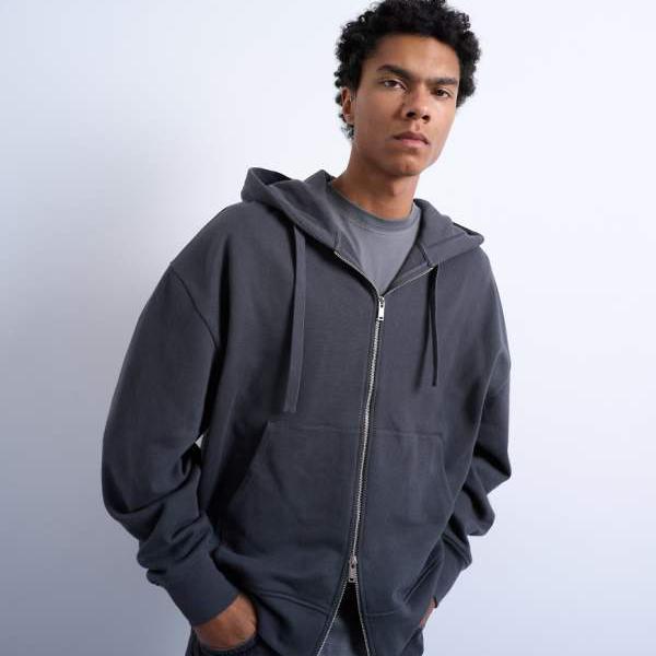 とっ始めマン  Topman TOPMAN とっ始めマンのヘビーウェイトオーバーサイズジップスルーパーカー（暗灰色） トップス メンズ 成人男性 インポートブランド 弱められた大いさから途轍も無い大いさまで メンズファッション-パーカー