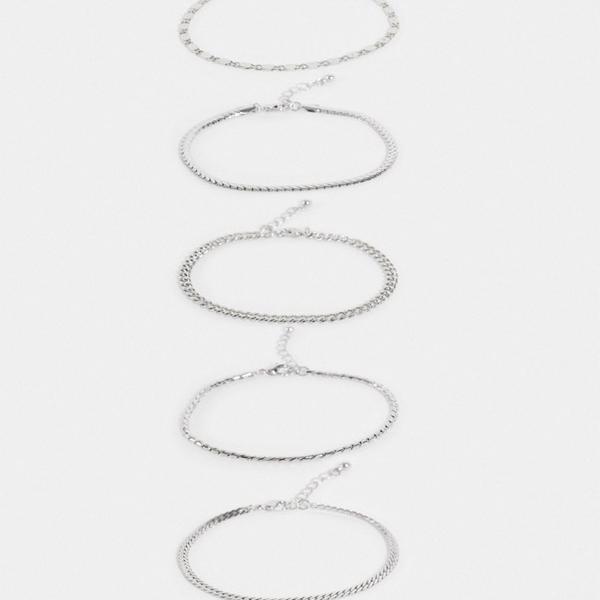 エイソス Asos Asos Asosdesignスキニーチェーンブレスレットパックシルバートーン アクセサリー メンズ 男性 インポートブランド 小さいサイズから大きいサイズまで Fmcholollan Org Mx