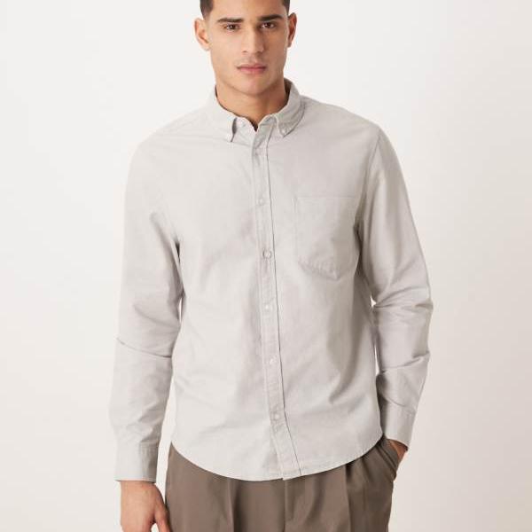 エイソス ASOS asos ASOS DESIGN レギュラー填まる オックスフォードプルオーバー（点火装置薄墨色） トップス メンズ 成人男性 インポートブランド たわい無い大きさから気が大きい大きさまで