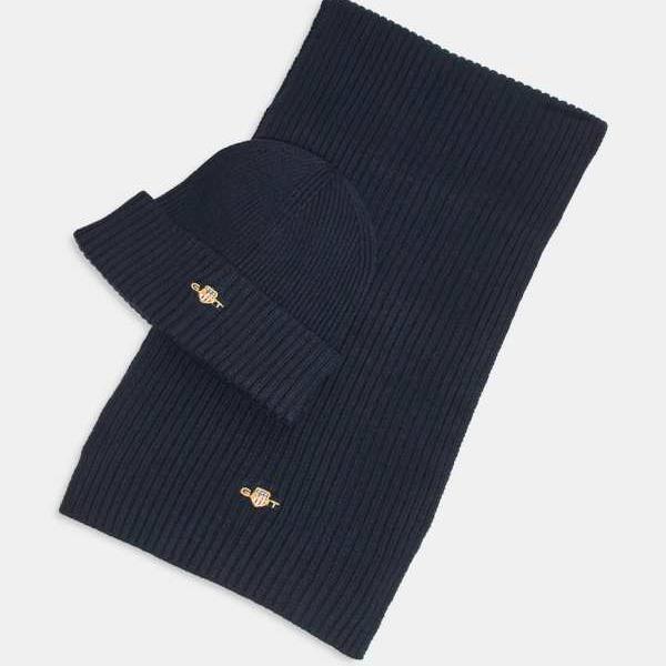 ガント Gant GANT ケーブルニットビーニー＆スカーフ ギフトセット（ブルー） 帽子 レディース 女性 インポートブランド