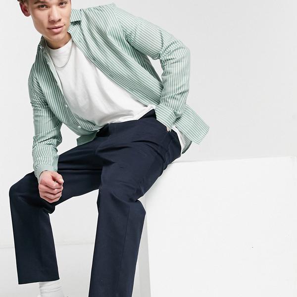 エイソス Asos Asos Asosdesignレギュラーフィットストライプリネンシャツ セイジ新緑の色 トップス メンズ 紳士 インポートブランド 所狭い号から凄烈サイズまで Osolemio Glasgow Com
