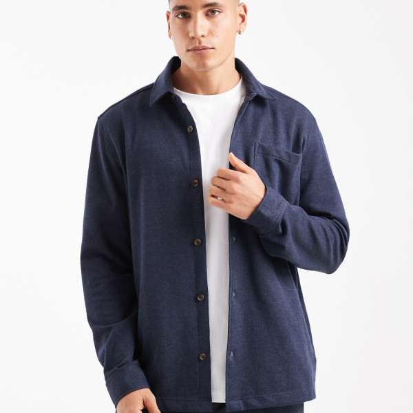 ニュールック New Look ニュールックのネイビーのピケニットシャケットコーデ トップス メンズ 男性 インポートブランド 小さいサイズから大きいサイズまで