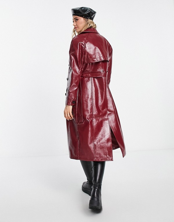 コート ジャケット ミスセルフリッジ Miss Selfridge Miss Selfridge ビニール フェイク レザー ベルト付きトレンチ コート バーガンディ アウター レディース 女性 インポートブランド 小さいサイズから大きいサイズまで セレクトショップ Diva Closet