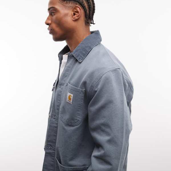 鉄道車両ハート形 Carhartt WIP Carhartt Carhartt WIP ミシガン湖厚地の外套（ダスティブルー） アウター メンズ 成人男性 インポートブランド 小っちゃい大いさから馬鹿でかい大いさまで
