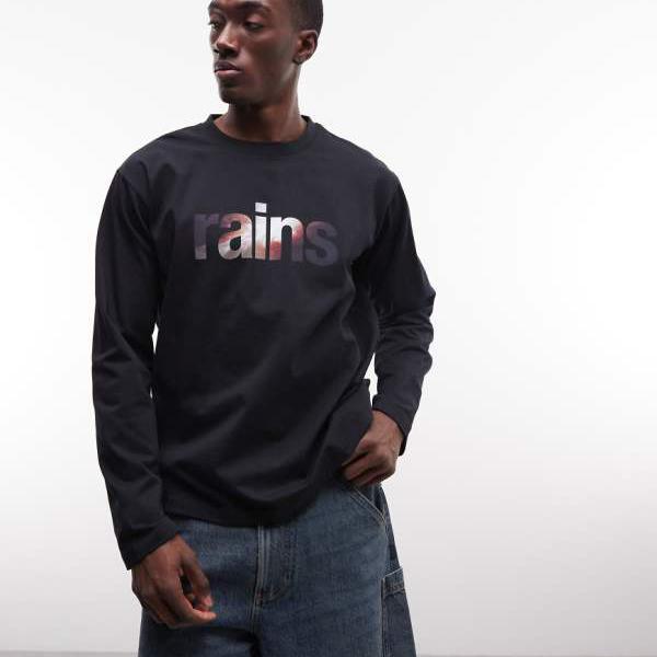 レインズ RAINS Rains 41510 長袖リラックスフィットグラフィックロゴTシャツ(ブラック) トップス メンズ 男性 インポートブランド 小さいサイズから大きいサイズまで|セレクトショップ Diva Closet