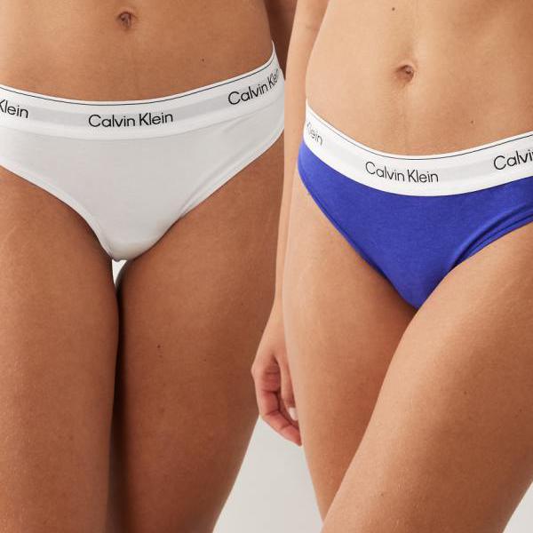 カルバンクライン Calvin Klein カルバン・クライン アイコン 綿織物 モダール 2枚組 歌謡曲（白いこと/青碧） 下着類 レディース 亭主もち インポートブランド ごく小さい大きさから大層らしい大きさまで